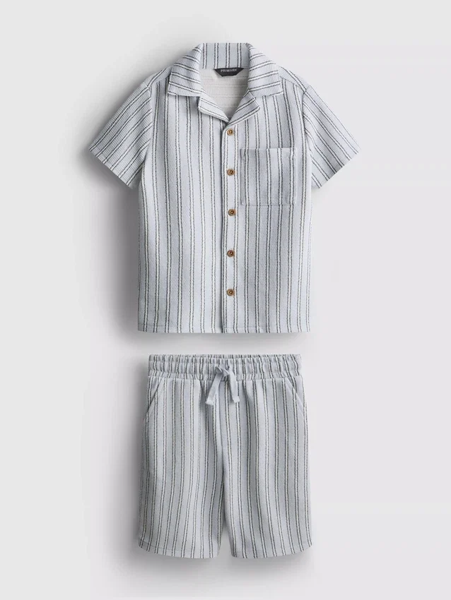 1,5–8 år | Set med randig stickad tröja och shorts