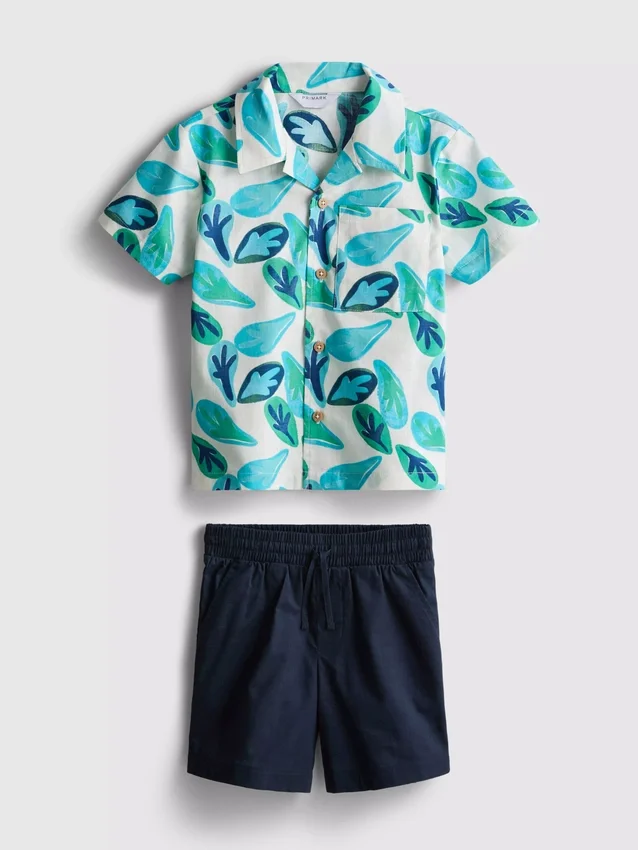 1,5–8 år | Set med skjorta och shorts i slubbomull