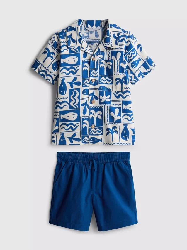 1,5–8 år | Set med skjorta och shorts i slubbomull