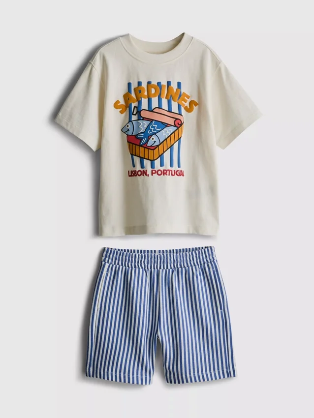 1,5–8 år | Set med T-shirt och shorts med sardinmotiv
