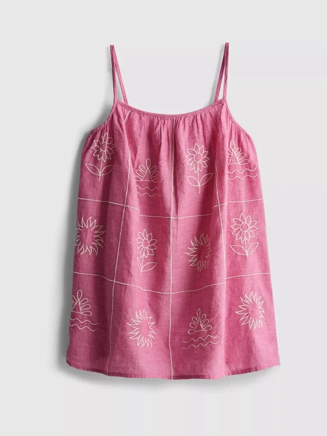 1,5–9 år | broderad cami-klänning i chambray