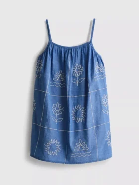 1,5–9 år | broderad cami-klänning i chambray