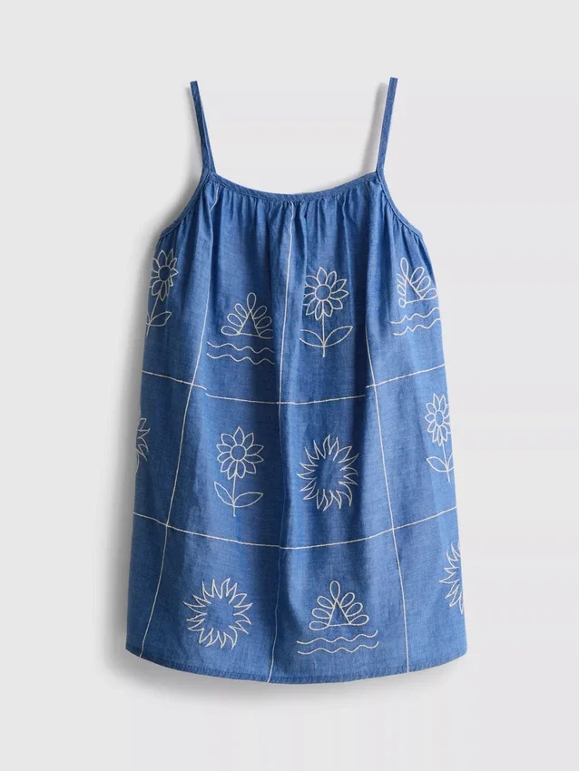 1,5–9 år | broderad cami-klänning i chambray