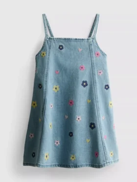 1,5–9 år | broderad denimklänning