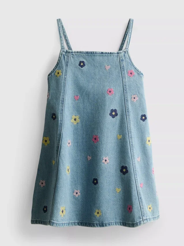 1,5–9 år | broderad denimklänning