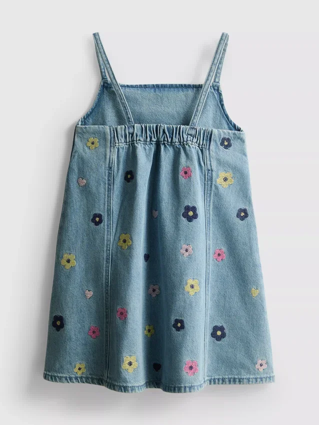 1,5–9 år | broderad denimklänning