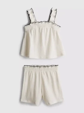 1,5–9 år | Set med blus och Shorts i skrynklig textur