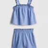 1,5–9 år | Set med blus och Shorts i skrynklig textur