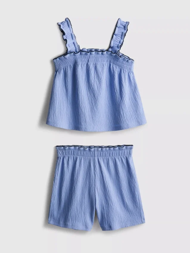 1,5–9 år | Set med blus och Shorts i skrynklig textur