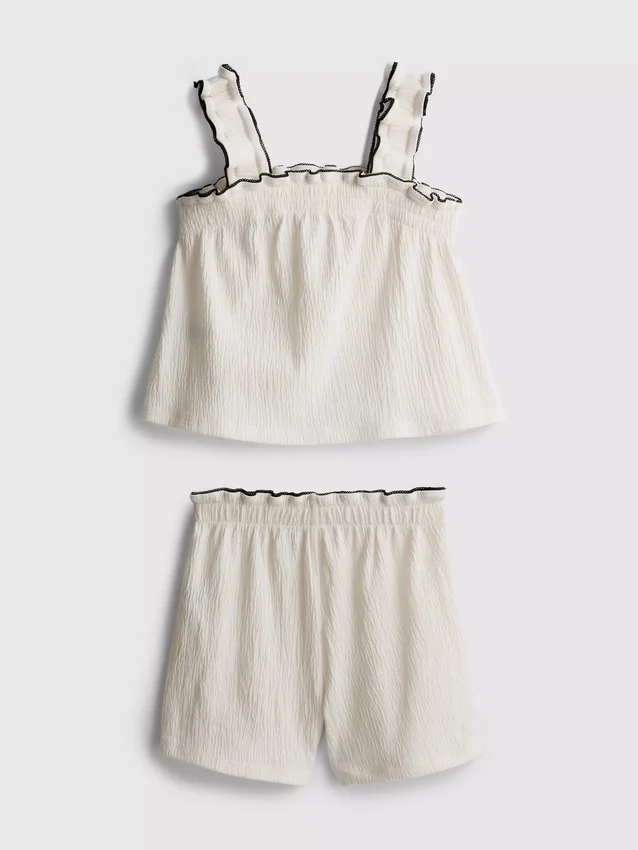 1,5–9 år | Set med blus och Shorts i skrynklig textur