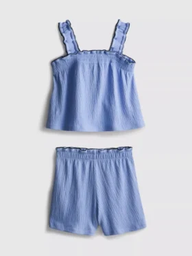 1,5–9 år | Set med blus och Shorts i skrynklig textur