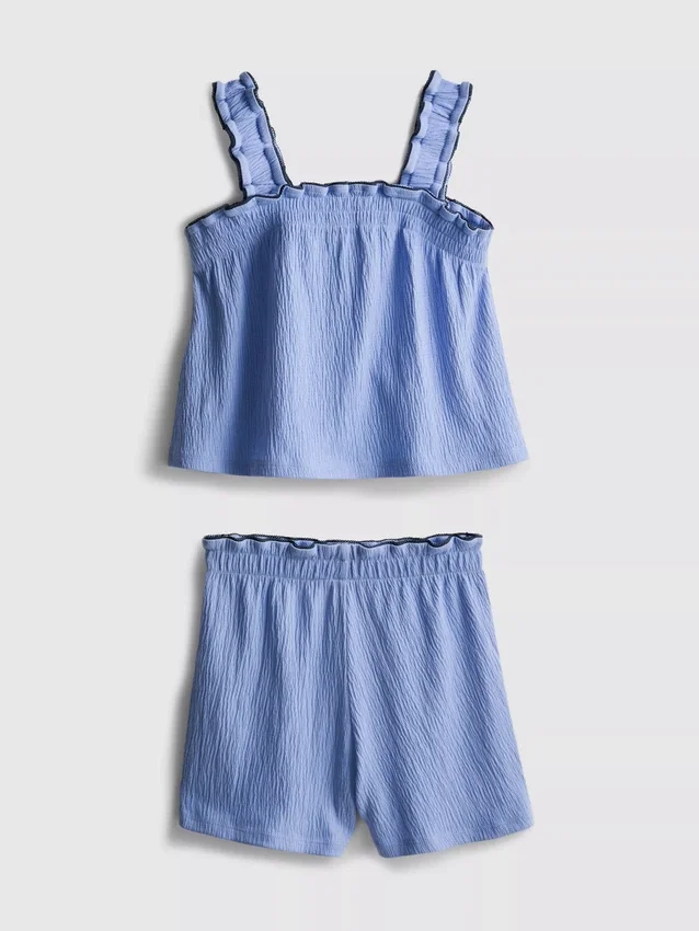 1,5–9 år | Set med blus och Shorts i skrynklig textur