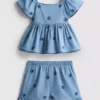 1,5–9 år | Set med chambrayblus och shorts