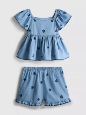 1,5–9 år | Set med chambrayblus och shorts