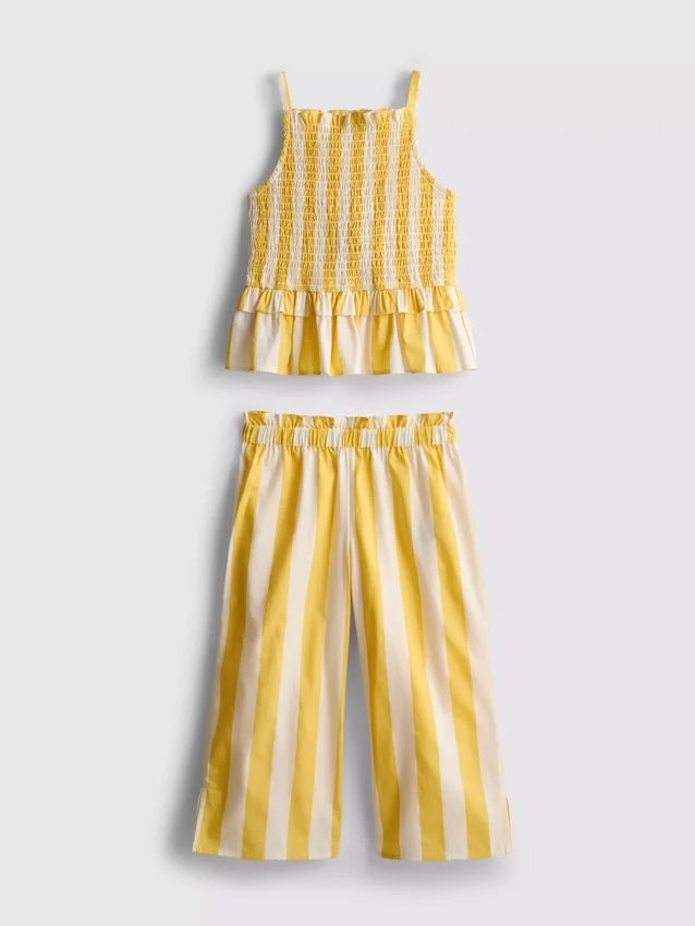 1,5–9 år | Set med randig peplum-blus och byxor