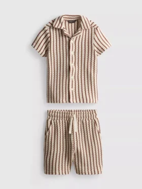 1,5–9 år | Set med randig stickad skjorta och shorts