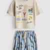 1–9 år | Dolce Vita-set med T-shirt och shorts med tryck