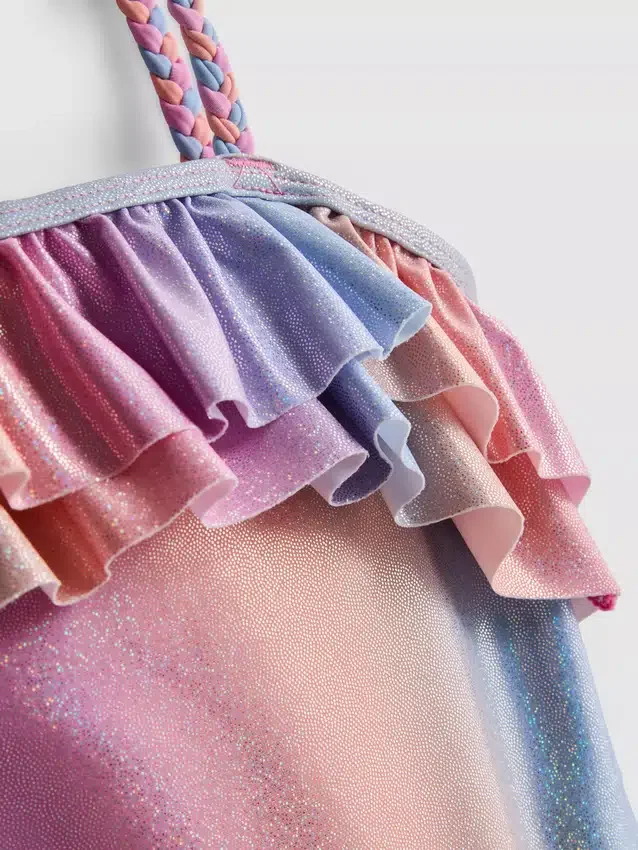 1–9 år | Ombra glitterbaddräkt med volanger