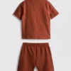 1–9 år | Set med strukturerad polotröja och shorts