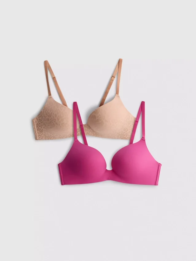 2-pack A–E-kupa trådlösa T-shirt-bh:ar