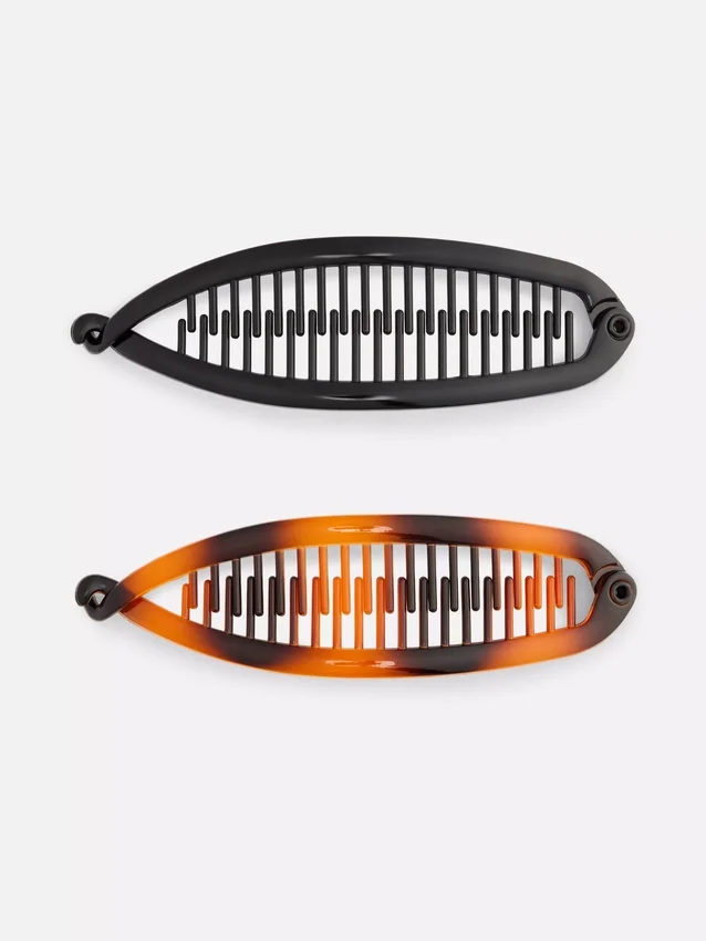 2-pack bananformade hårklämmor