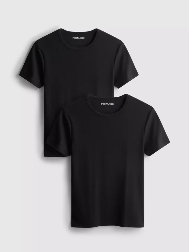 2-pack kortärmade ribbade T-shirts
