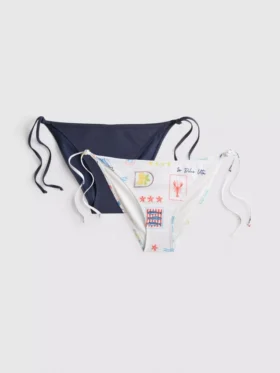 2-pack mönstrade bikinibottnar med knytning på sidan