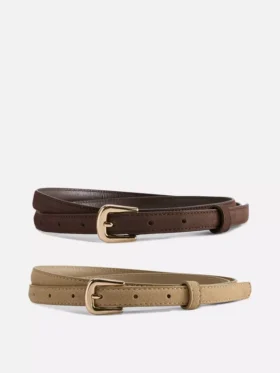 2-pack smala bälten i imitationsmocka