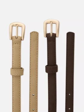 2-pack smala bälten i imitationsmocka