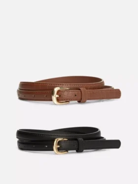 2-pack smala bälten i konstläder