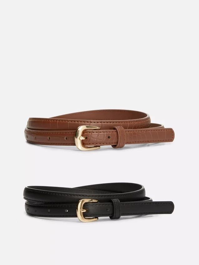 2-pack smala bälten i konstläder