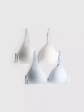 2-pack trådlösa behåar med hög bomullshalt
