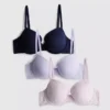 3-pack A-E-bh:ar i bomullsrik material med tryck