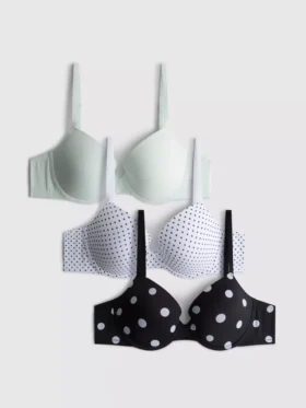 3-pack A–E-bh:ar, T-shirt-bh:ar med tryck