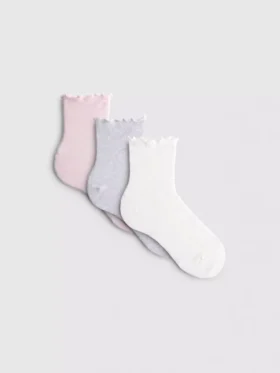 3-pack ankelstrumpor med salladskant