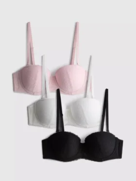3-pack balkong-Bh:ar helt i spets