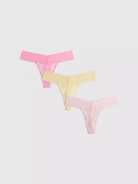 3-pack bandeau-stringtrosor i spets