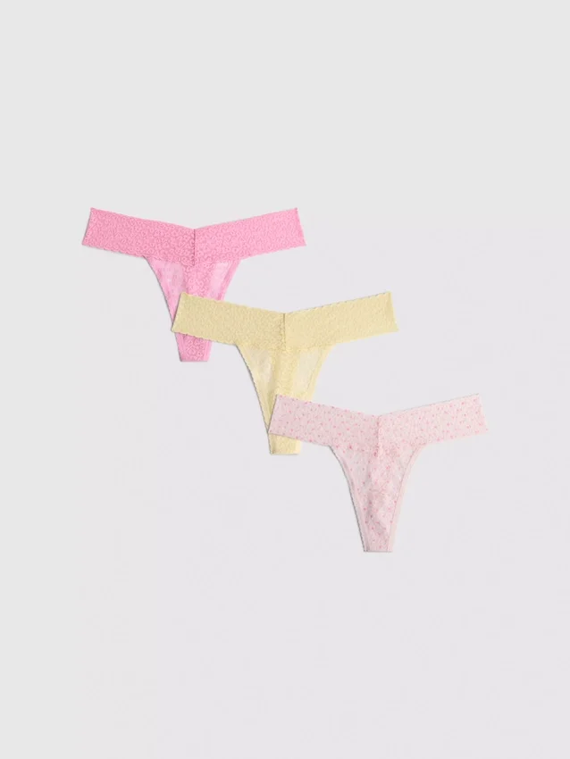 3-pack bandeau-stringtrosor i spets