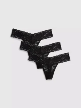 3-pack bandeau-stringtrosor i spets