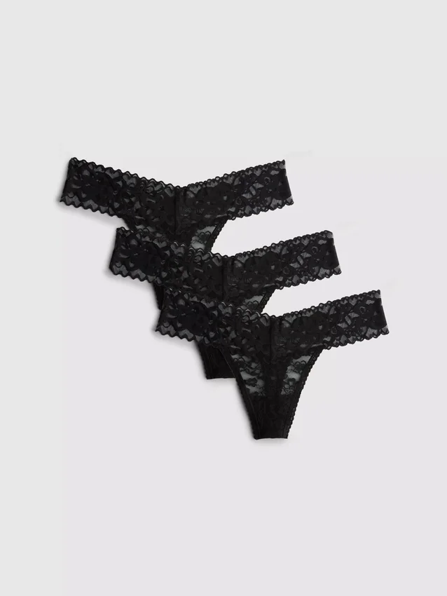 3-pack bandeau-stringtrosor i spets
