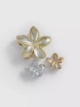 3-pack blomformade hårklämmor