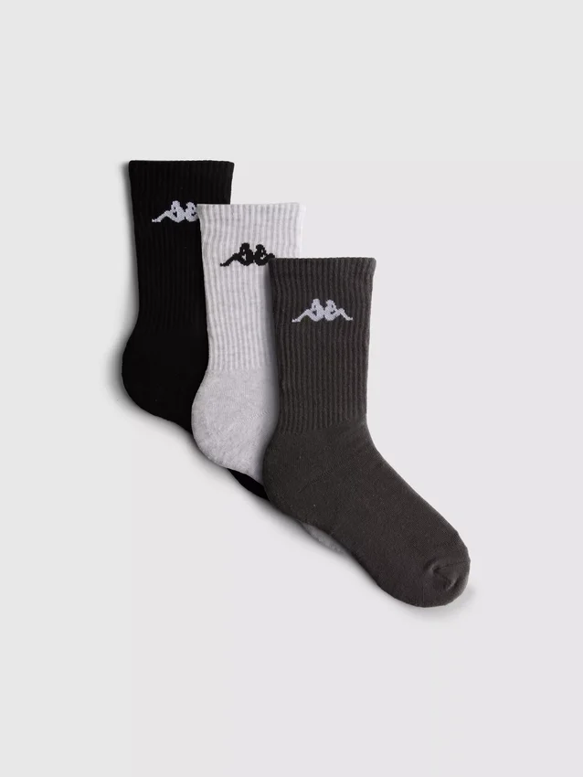 3-pack bomullsrika Kappa-strumpor i crew-längd