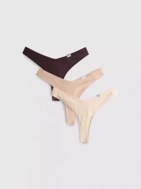 3-pack bomullsrika ribbade Miami-stringtrosor