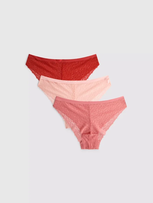 3-pack brasilianska trosor med spets över hela plagget