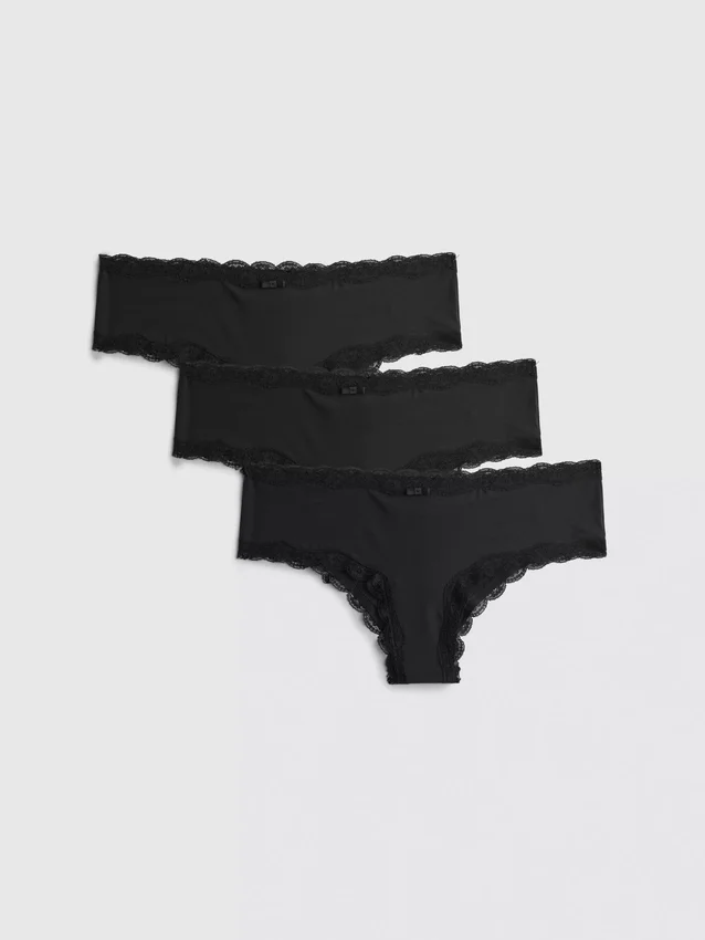 3-pack hipster-trosor med spetskant