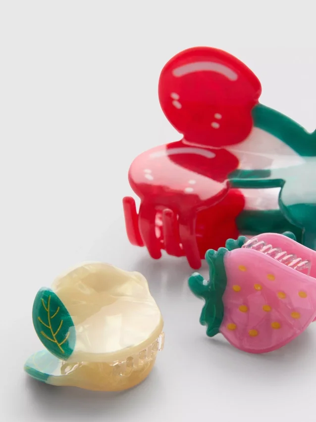 3-pack hårklämmor i fruktform