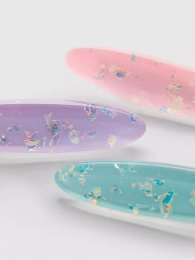 3-pack ovala hårklämmor i harts