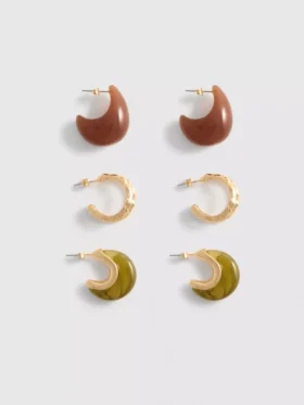 3-pack ringörhängen i harts