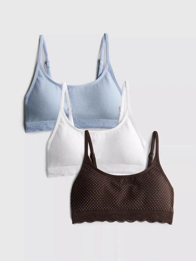 3-pack sömlösa braletter med spetskant