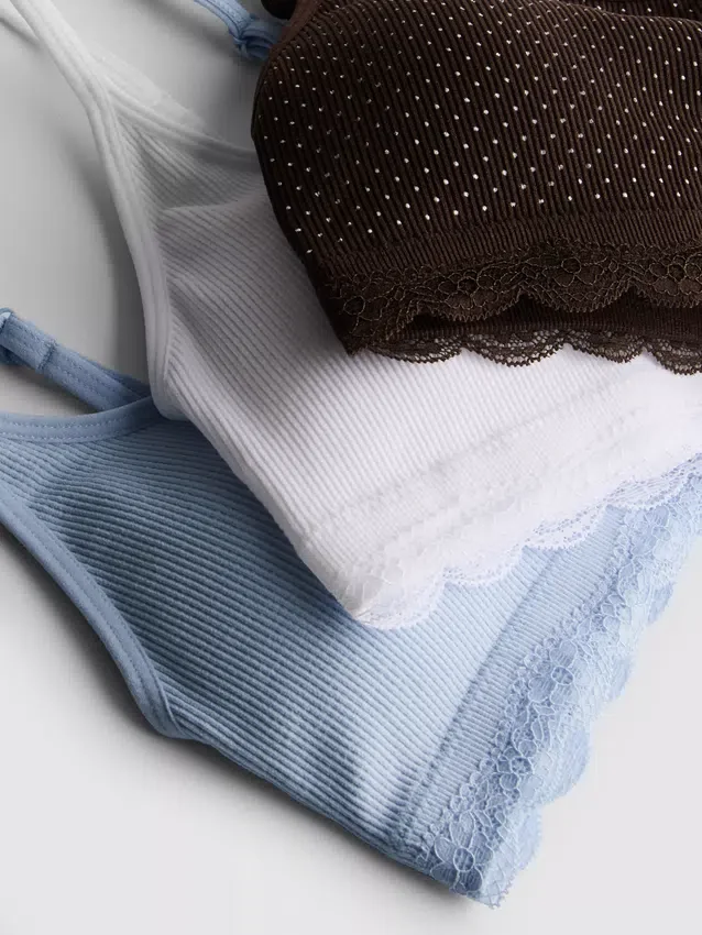 3-pack sömlösa braletter med spetskant